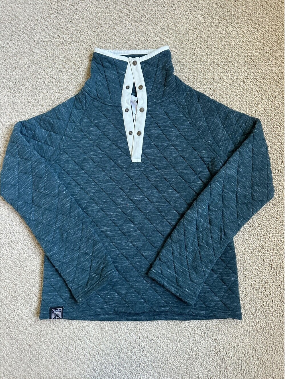 Oiselle Quilted Pullover Sweatshirt Teal Womens Sz S